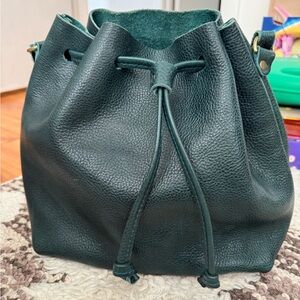 Portland Leather Bucket Bag- Lagoon